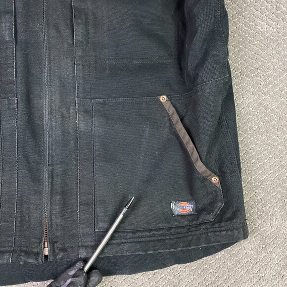 Dickies Vest Mens Large Black Duck Canvas Sherpa Lined Work Wear Utility - Picture 4 of 13